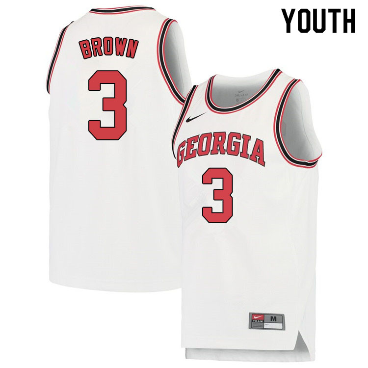 Youth #3 Christian Brown Georgina Bulldogs College Basketball Jerseys Sale-White